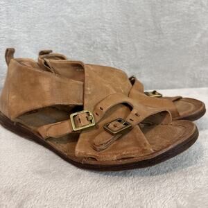 AS98 AS 98 Cutout Leather Sandals Shoes Brown Sz 41 10 Riggs Gladiator EUC